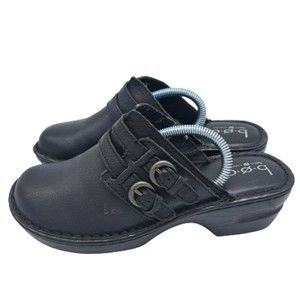 BOC Born Womens Size 9 Clogs Black Leather Slip On EUR 40.5 Buckle Closed Toe